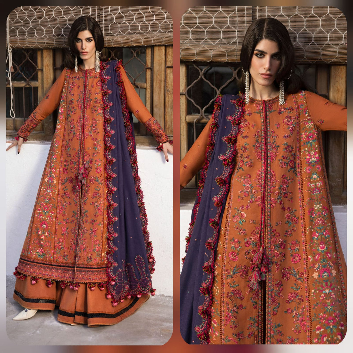 Unstitched Heavy Embroidered Dhanak 3pc