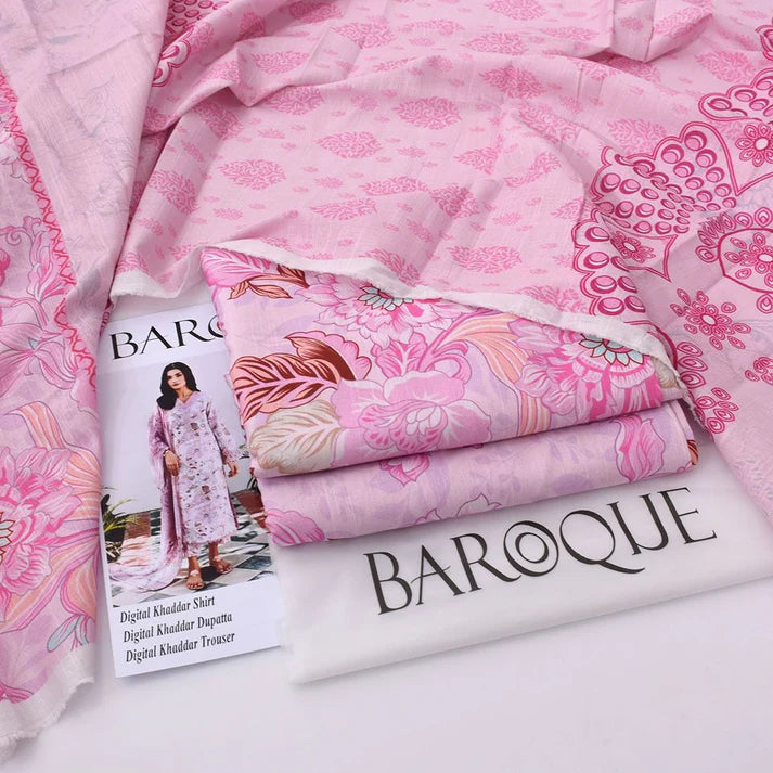 Unstitched Baroque khaddar 3pc
