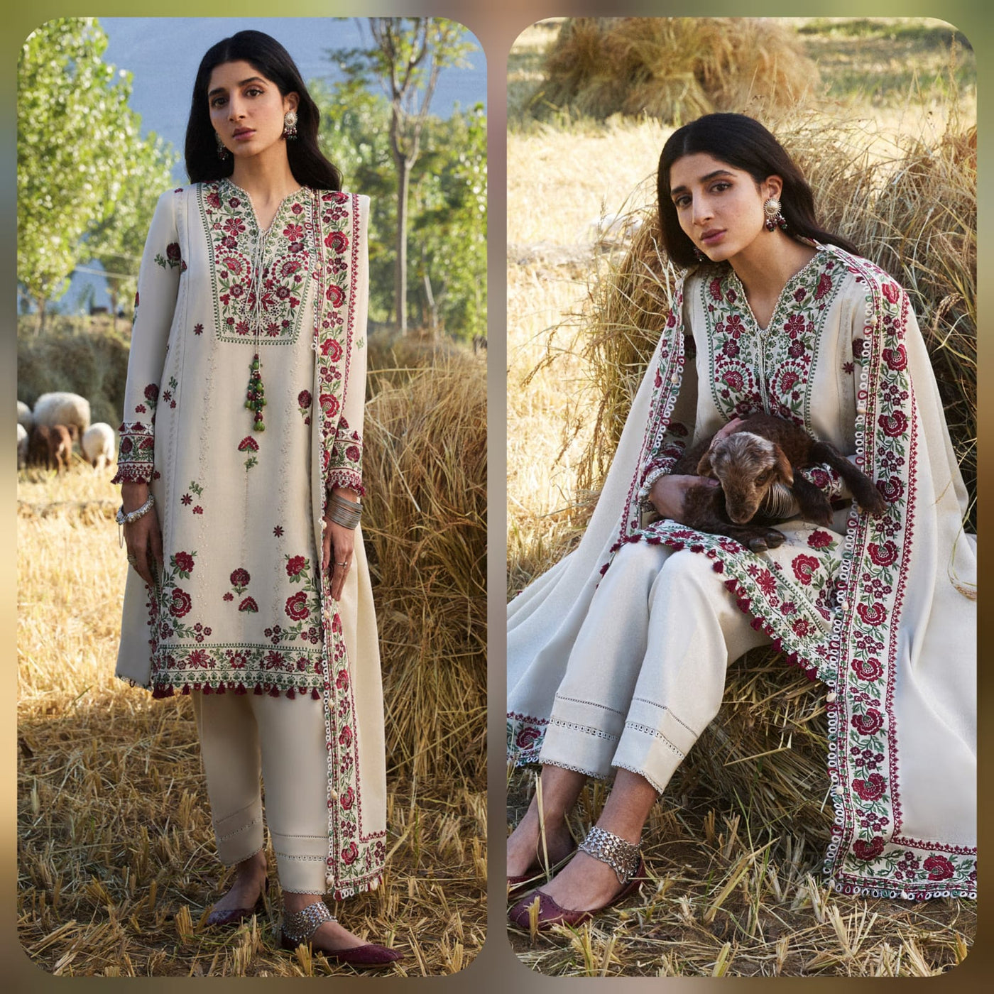 Unstitched Heavy Embroidered Dhanak 3pc