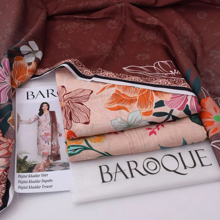 Unstitched Baroque khaddar 3pc