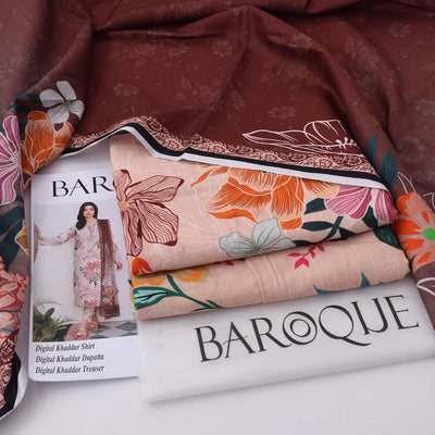 Unstitched Baroque khaddar 3pc