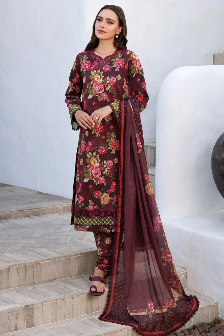 Unstitched Baroque khaddar 3pc