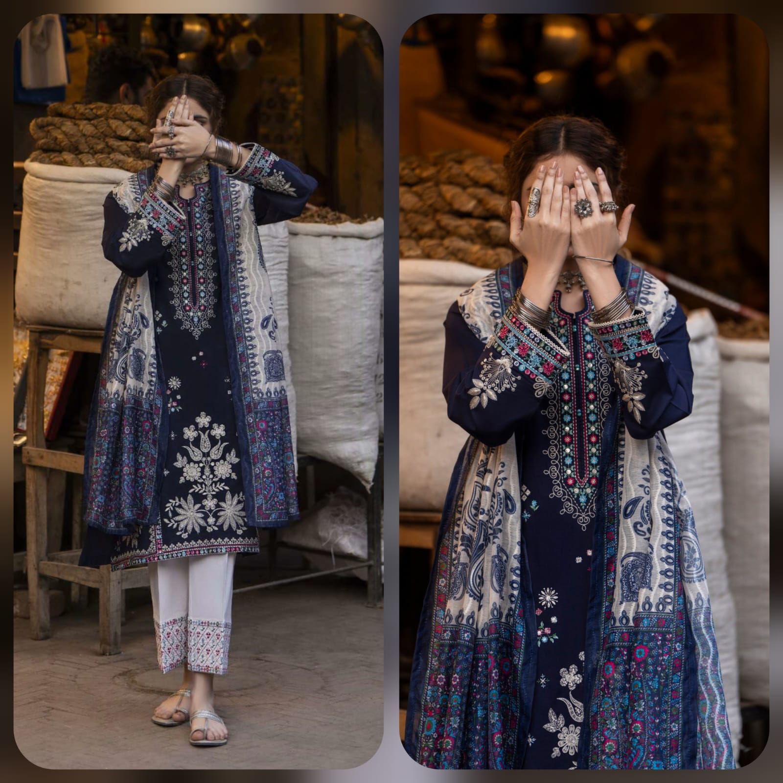 Unstitched Heavy Embroidered Dhanak 3pc