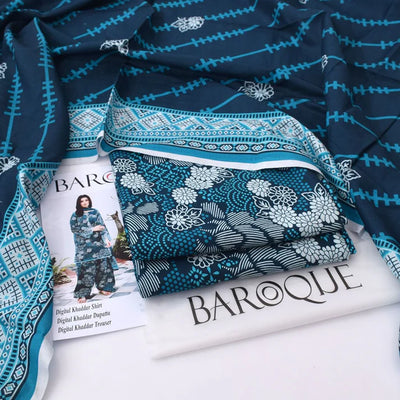 Unstitched Baroque khaddar 3pc