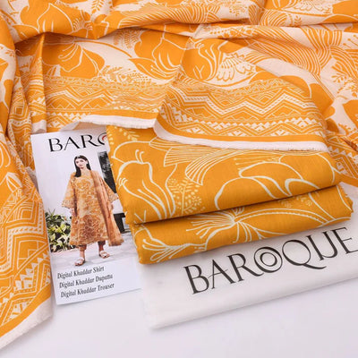 Unstitched Baroque khaddar 3pc