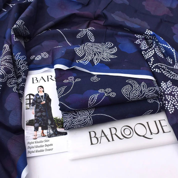 Unstitched Baroque khaddar 3pc