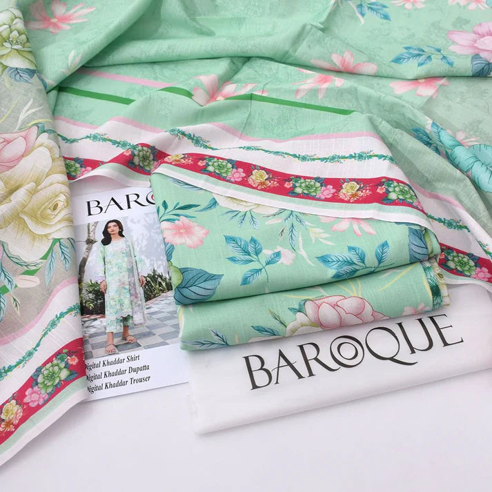 Unstitched Baroque khaddar 3pc